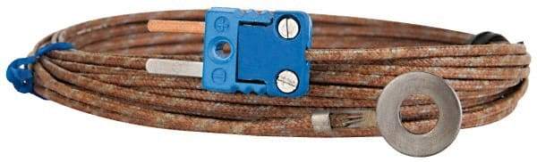 Thermo Electric - 0 to 750°F, T Surface, Thermocouple Probe - 25 Ft. Cable Length, Mini Connector, 15 Sec Response Time - Exact Tool & Supply