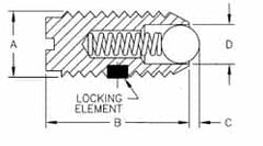 TE-CO - 1/4-20, 0.125" Ball Diam, 17/32" Body Length, 0.035" Max Ball Reach, Threaded Ball Plunger - Exact Tool & Supply