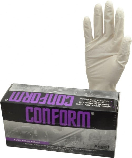 Ansell - Size L, 5 mil, Industrial Grade, Powdered Latex Disposable Gloves - Exact Tool & Supply