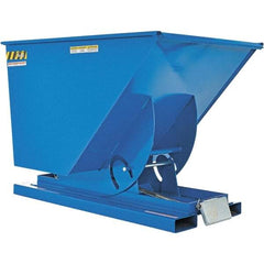 Vestil - 2,000 Lb Load Capacity, 1 Cu Yd, Steel Self-Dumping Hopper - 41-11/16" Wide x 61-1/8" Long x 42-11/16" High, Blue - Exact Tool & Supply
