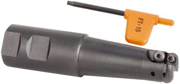 Kennametal - 1" Cutting Diam, 1-1/4" Shank Diam, 1" Max Depth of Cut, Straight Shank Indexable Copy End Mill - 2 Inserts, RD.X 12.. Insert, KDM Toolholder, Through Coolant - Exact Tool & Supply
