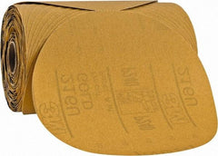 3M - 6" Diam, 240 Grit Aluminum Oxide Adhesive PSA Disc - Very Fine Grade, Gold, A Weighted Backing, Flexible, Use with Random Orbital Sanders - Exact Tool & Supply