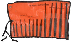 Value Collection - 13 Piece, 1/8 to 3/8", Pin Punch Set - Comes in Vinyl Case - Exact Tool & Supply