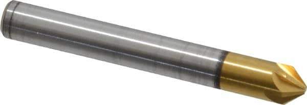 Melin Tool - 1/4" Head Diam, 1/4" Shank Diam, 6 Flute 82° Cobalt Countersink - TiN Finish, 2" OAL, Single End, Straight Shank, Right Hand Cut - Exact Tool & Supply