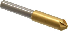 Melin Tool - 5/16" Head Diam, 1/4" Shank Diam, 6 Flute 90° Cobalt Countersink - TiN Finish, 2" OAL, Single End, Straight Shank, Right Hand Cut - Exact Tool & Supply