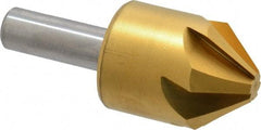 Melin Tool - 1-1/4" Head Diam, 1/2" Shank Diam, 6 Flute 82° Cobalt Countersink - TiN Finish, 3" OAL, Single End, Straight Shank, Right Hand Cut - Exact Tool & Supply