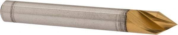 Melin Tool - 1/4" Head Diam, 1/4" Shank Diam, 1 Flute 60° Cobalt Countersink - TiN Finish, 2" OAL, Single End, Straight Shank, Right Hand Cut - Exact Tool & Supply