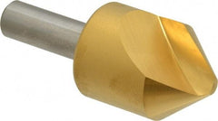 Melin Tool - 1-1/4" Head Diam, 1/2" Shank Diam, 1 Flute 82° Cobalt Countersink - TiN Finish, 3" OAL, Single End, Straight Shank, Right Hand Cut - Exact Tool & Supply