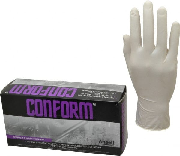 Ansell - Size M, 5 mil, Industrial Grade, Powdered Latex Disposable Gloves - Exact Tool & Supply