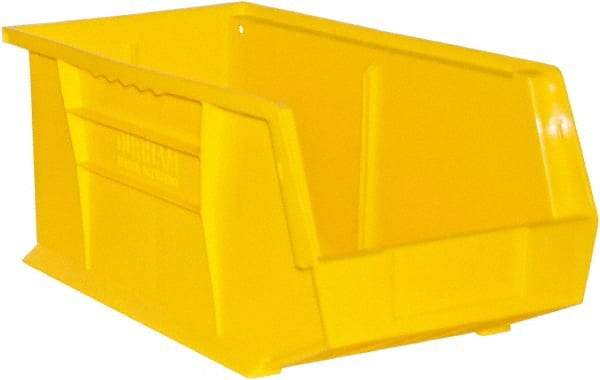 Durham - 14-5/8" Deep, Yellow Plastic Hang and Stack Bins - 7" High x 8-1/4" Wide x 14-5/8" Long - Exact Tool & Supply