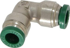 Parker - 1/4" Outside Diam, Nickel Plated Brass Push-to-Connect Tube Union Elbow - 300 Max psi, Tube to Tube Connection, Buna-N O-Ring - Exact Tool & Supply