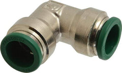Parker - 1/2" Outside Diam, Nickel Plated Brass Push-to-Connect Tube Union Elbow - 300 Max psi, Tube to Tube Connection, Buna-N O-Ring - Exact Tool & Supply