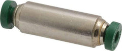 Parker - 1/8" Outside Diam, Nickel Plated Brass Push-to-Connect Tube Union - 300 Max psi, Tube to Tube Connection, Buna-N O-Ring - Exact Tool & Supply