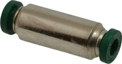 Parker - 3/16" Outside Diam, Nickel Plated Brass Push-to-Connect Tube Union - 300 Max psi, Tube to Tube Connection, Buna-N O-Ring - Exact Tool & Supply
