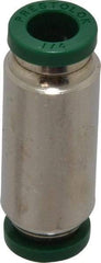 Parker - 1/4" Outside Diam, Nickel Plated Brass Push-to-Connect Tube Union - 300 Max psi, Tube to Tube Connection, Buna-N O-Ring - Exact Tool & Supply