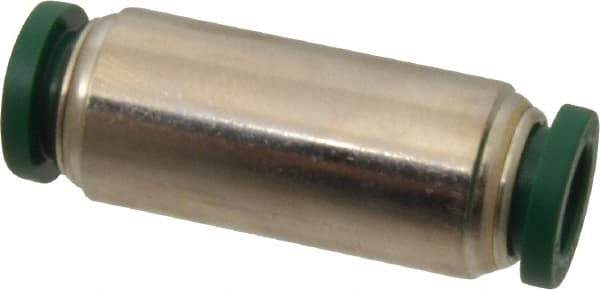 Parker - 5/16" Outside Diam, Nickel Plated Brass Push-to-Connect Tube Union - 300 Max psi, Tube to Tube Connection, Buna-N O-Ring - Exact Tool & Supply