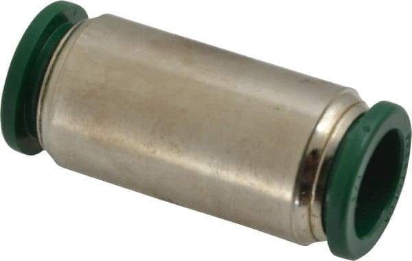 Parker - 1/2" Outside Diam, Nickel Plated Brass Push-to-Connect Tube Union - 300 Max psi, Tube to Tube Connection, Buna-N O-Ring - Exact Tool & Supply