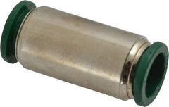 Parker - 1/2" Outside Diam, Nickel Plated Brass Push-to-Connect Tube Union - 300 Max psi, Tube to Tube Connection, Buna-N O-Ring - Exact Tool & Supply
