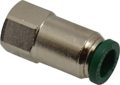 Parker - 5/16" Outside Diam, 1/8 NPTF, Nickel Plated Brass Push-to-Connect Tube Female Connector - 300 Max psi, Tube to Female NPT Connection, Buna-N O-Ring - Exact Tool & Supply