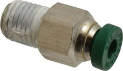 Parker - 1/8" Outside Diam, 1/16 NPTF, Nickel Plated Brass Push-to-Connect Tube Male Connector - 300 Max psi, Tube to Male NPT Connection, Buna-N O-Ring - Exact Tool & Supply