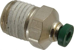 Parker - 1/8" Outside Diam, 1/4 NPTF, Nickel Plated Brass Push-to-Connect Tube Male Connector - 300 Max psi, Tube to Male NPT Connection, Buna-N O-Ring - Exact Tool & Supply