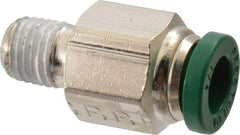 Parker - 1/4" Outside Diam, 1/16 NPTF, Nickel Plated Brass Push-to-Connect Tube Male Connector - 300 Max psi, Tube to Male NPT Connection, Buna-N O-Ring - Exact Tool & Supply