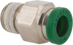 Parker - 1/4" Outside Diam, 1/8 NPTF, Nickel Plated Brass Push-to-Connect Tube Male Connector - 300 Max psi, Tube to Male NPT Connection, Buna-N O-Ring - Exact Tool & Supply