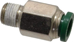 Parker - 5/16" Outside Diam, 1/8 NPTF, Nickel Plated Brass Push-to-Connect Tube Male Connector - 300 Max psi, Tube to Male NPT Connection, Buna-N O-Ring - Exact Tool & Supply