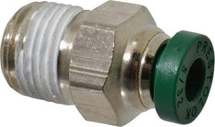 Parker - 5/32" Outside Diam, 1/8 NPTF, Nickel Plated Brass Push-to-Connect Tube Male Connector - 300 Max psi, Tube to Male NPT Connection, Buna-N O-Ring - Exact Tool & Supply