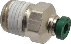 Parker - 5/32" Outside Diam, 1/4 NPTF, Nickel Plated Brass Push-to-Connect Tube Male Connector - 300 Max psi, Tube to Male NPT Connection, Buna-N O-Ring - Exact Tool & Supply
