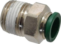 Parker - 1/2" Outside Diam, 1/2 NPTF, Nickel Plated Brass Push-to-Connect Tube Male Connector - 300 Max psi, Tube to Male NPT Connection, Buna-N O-Ring - Exact Tool & Supply