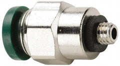 Parker - 1/4" Outside Diam, 10-32 UNF, Nickel Plated Brass Push-to-Connect Tube Male Connector - 300 Max psi, Tube to Male UNF Connection, Buna-N O-Ring - Exact Tool & Supply