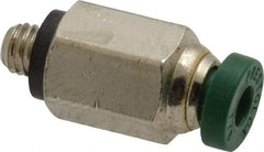 Parker - 1/8" Outside Diam, 10-32 UNF, Nickel Plated Brass Push-to-Connect Tube Male Connector - 300 Max psi, Tube to Male UNF Connection, Buna-N O-Ring - Exact Tool & Supply
