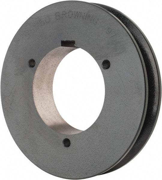 Browning - 1 Groove, 5/8 to 2-1/4 Bore Diam, 5.28" Outside Diam, QD Bushed V Belt Sheave - 5.1 5V Diam Belt Pitch - Exact Tool & Supply