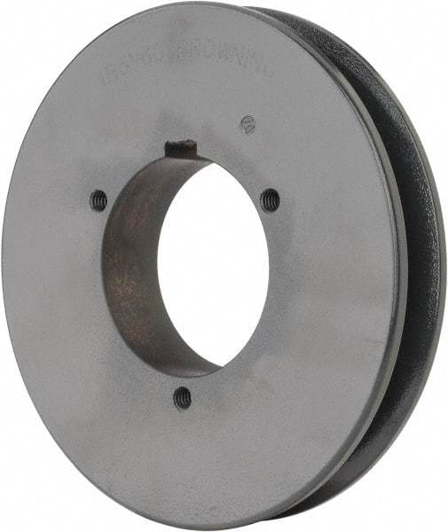 Browning - 1 Groove, 5/8 to 2-1/4 Bore Diam, 6.28" Outside Diam, QD Bushed V Belt Sheave - 6.1 5V Diam Belt Pitch - Exact Tool & Supply