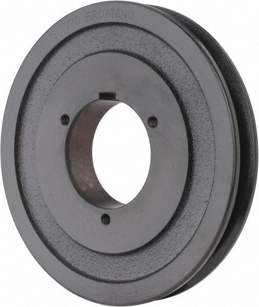 Browning - 1 Groove, 5/8 to 2-1/4 Bore Diam, 7.28" Outside Diam, QD Bushed V Belt Sheave - 7.1 5V Diam Belt Pitch - Exact Tool & Supply
