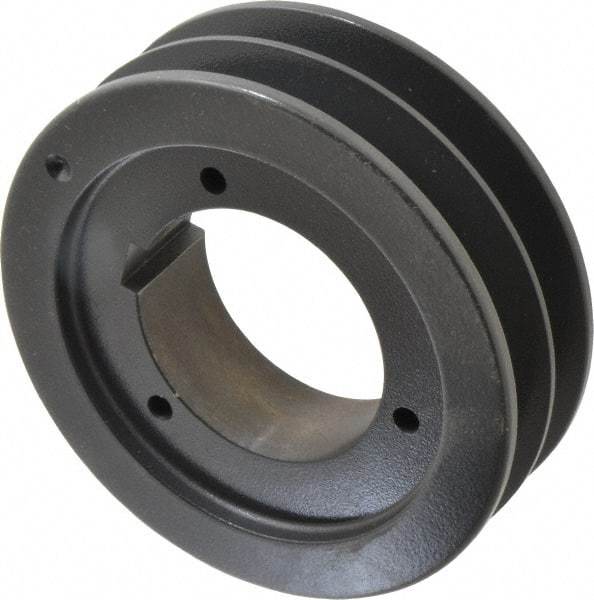 Browning - 2 Groove, 5/8 to 2-1/4 Bore Diam, 5.28" Outside Diam, QD Bushed V Belt Sheave - 5.1 5V Diam Belt Pitch - Exact Tool & Supply