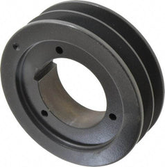 Browning - 2 Groove, 5/8 to 2-1/4 Bore Diam, 5.28" Outside Diam, QD Bushed V Belt Sheave - 5.1 5V Diam Belt Pitch - Exact Tool & Supply