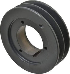 Browning - 2 Groove, 5/8 to 2-1/4 Bore Diam, 5.68" Outside Diam, QD Bushed V Belt Sheave - 5.5 5V Diam Belt Pitch - Exact Tool & Supply