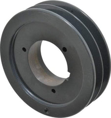 Browning - 2 Groove, 5/8 to 2-1/4 Bore Diam, 6.08" Outside Diam, QD Bushed V Belt Sheave - 5.9 5V Diam Belt Pitch - Exact Tool & Supply