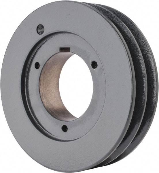 Browning - 2 Groove, 5/8 to 2-1/4 Bore Diam, 6.28" Outside Diam, QD Bushed V Belt Sheave - 6.1 5V Diam Belt Pitch - Exact Tool & Supply