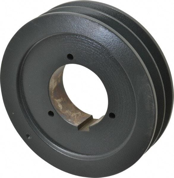 Browning - 2 Groove, 5/8 to 2-1/4 Bore Diam, 6.68" Outside Diam, QD Bushed V Belt Sheave - 6.5 5V Diam Belt Pitch - Exact Tool & Supply