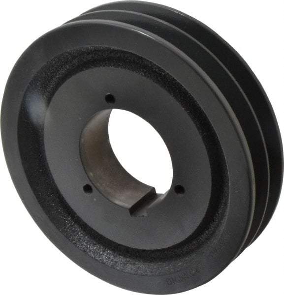 Browning - 2 Groove, 5/8 to 2-1/4 Bore Diam, 7.08" Outside Diam, QD Bushed V Belt Sheave - 6.9 5V Diam Belt Pitch - Exact Tool & Supply