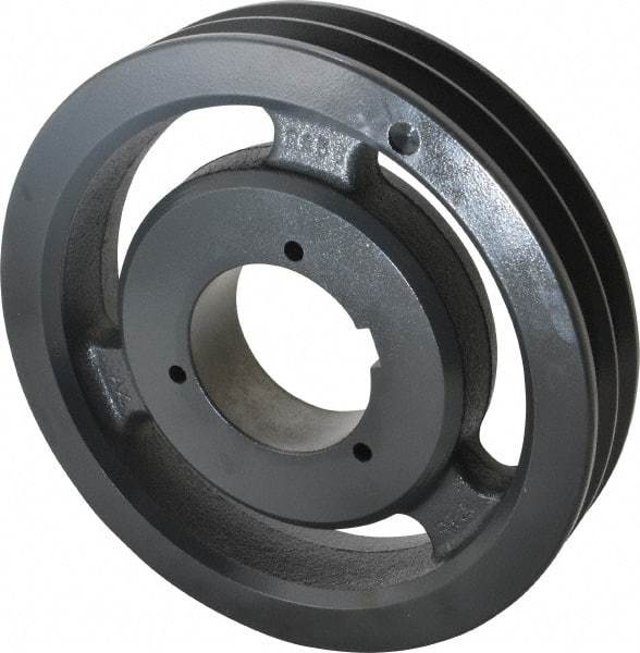 Browning - 2 Groove, 5/8 to 2-1/4 Bore Diam, 8.28" Outside Diam, QD Bushed V Belt Sheave - 8.1 5V Diam Belt Pitch - Exact Tool & Supply