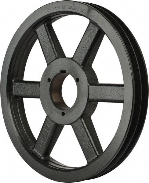 Browning - 2 Groove, 5/8 to 2-1/4 Bore Diam, 12.68" Outside Diam, QD Bushed V Belt Sheave - 12.5 5V Diam Belt Pitch - Exact Tool & Supply