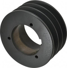 Browning - 3 Groove, 5/8 to 2-1/4 Bore Diam, 4.88" Outside Diam, QD Bushed V Belt Sheave - 4.7 5V Diam Belt Pitch - Exact Tool & Supply