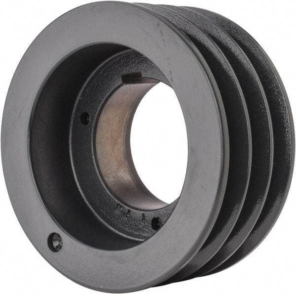 Browning - 3 Groove, 5/8 to 2-1/4 Bore Diam, 5.48" Outside Diam, QD Bushed V Belt Sheave - 5.3 5V Diam Belt Pitch - Exact Tool & Supply