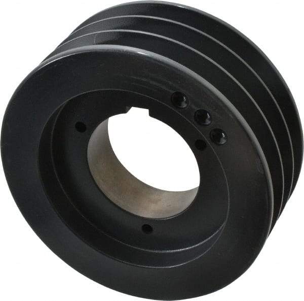 Browning - 3 Groove, 5/8 to 2-1/4 Bore Diam, 6.08" Outside Diam, QD Bushed V Belt Sheave - 5.9 5V Diam Belt Pitch - Exact Tool & Supply