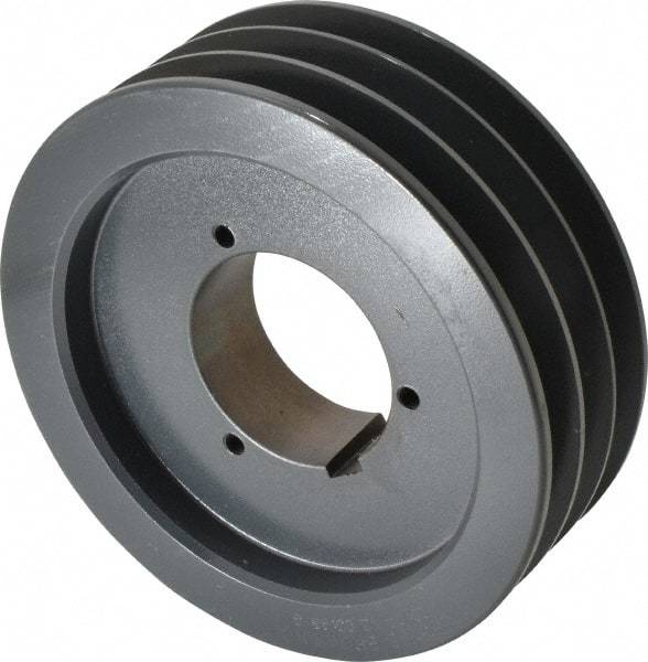 Browning - 3 Groove, 5/8 to 2-1/4 Bore Diam, 7.08" Outside Diam, QD Bushed V Belt Sheave - 6.9 5V Diam Belt Pitch - Exact Tool & Supply