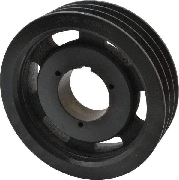 Browning - 3 Groove, 5/8 to 2-1/4 Bore Diam, 8.28" Outside Diam, QD Bushed V Belt Sheave - 8.1 5V Diam Belt Pitch - Exact Tool & Supply